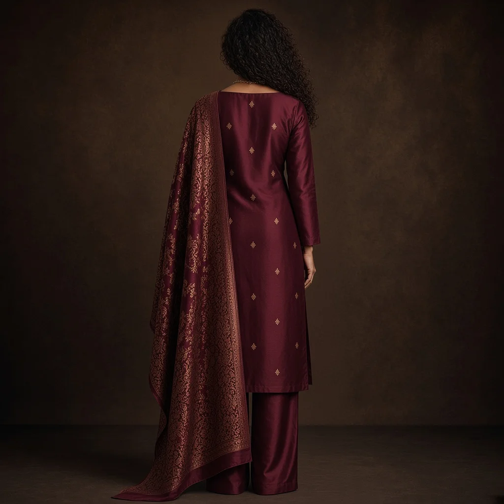 Burgundy Silk Suit Set