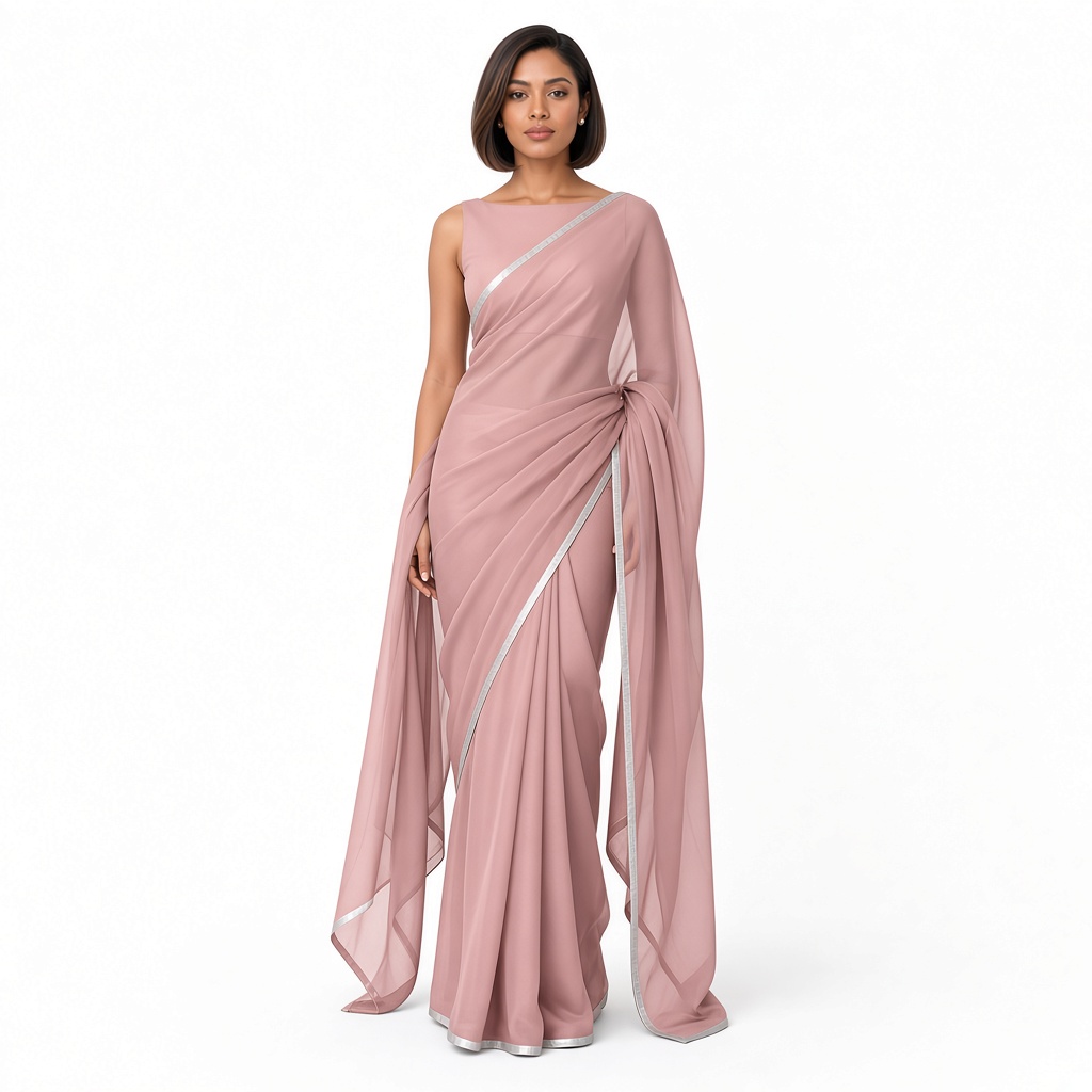Cloud Minimal Chiffon Saree