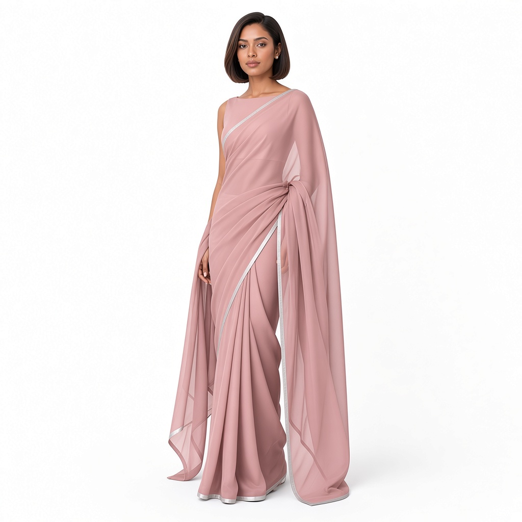 Cloud Minimal Chiffon Saree