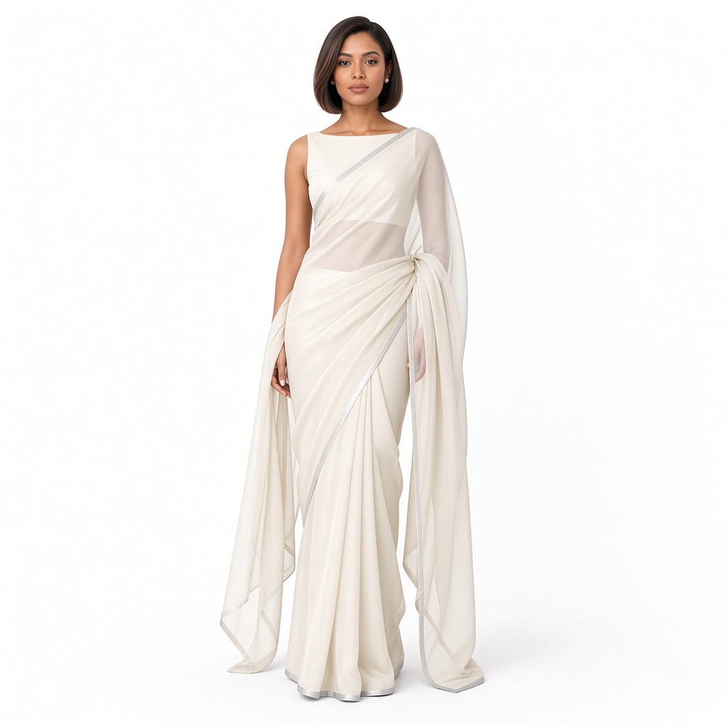 Cloud Minimal Chiffon Saree