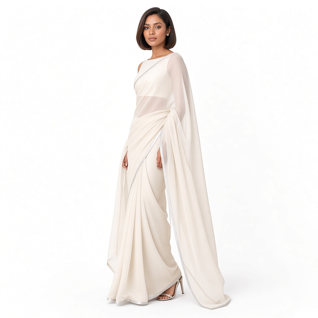 Cloud Minimal Chiffon Saree