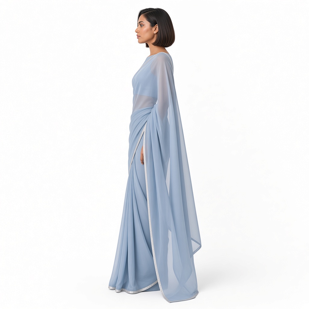 Cloud Minimal Chiffon Saree