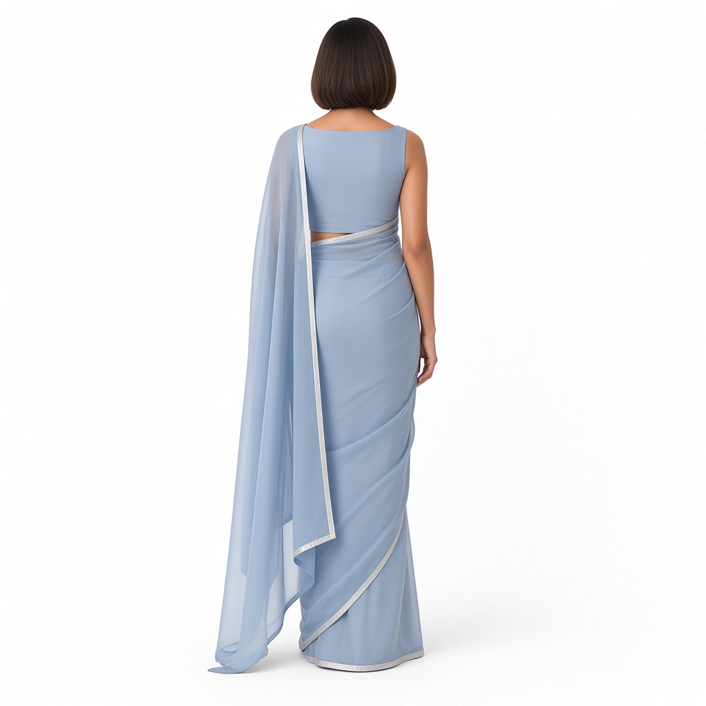 Cloud Minimal Chiffon Saree