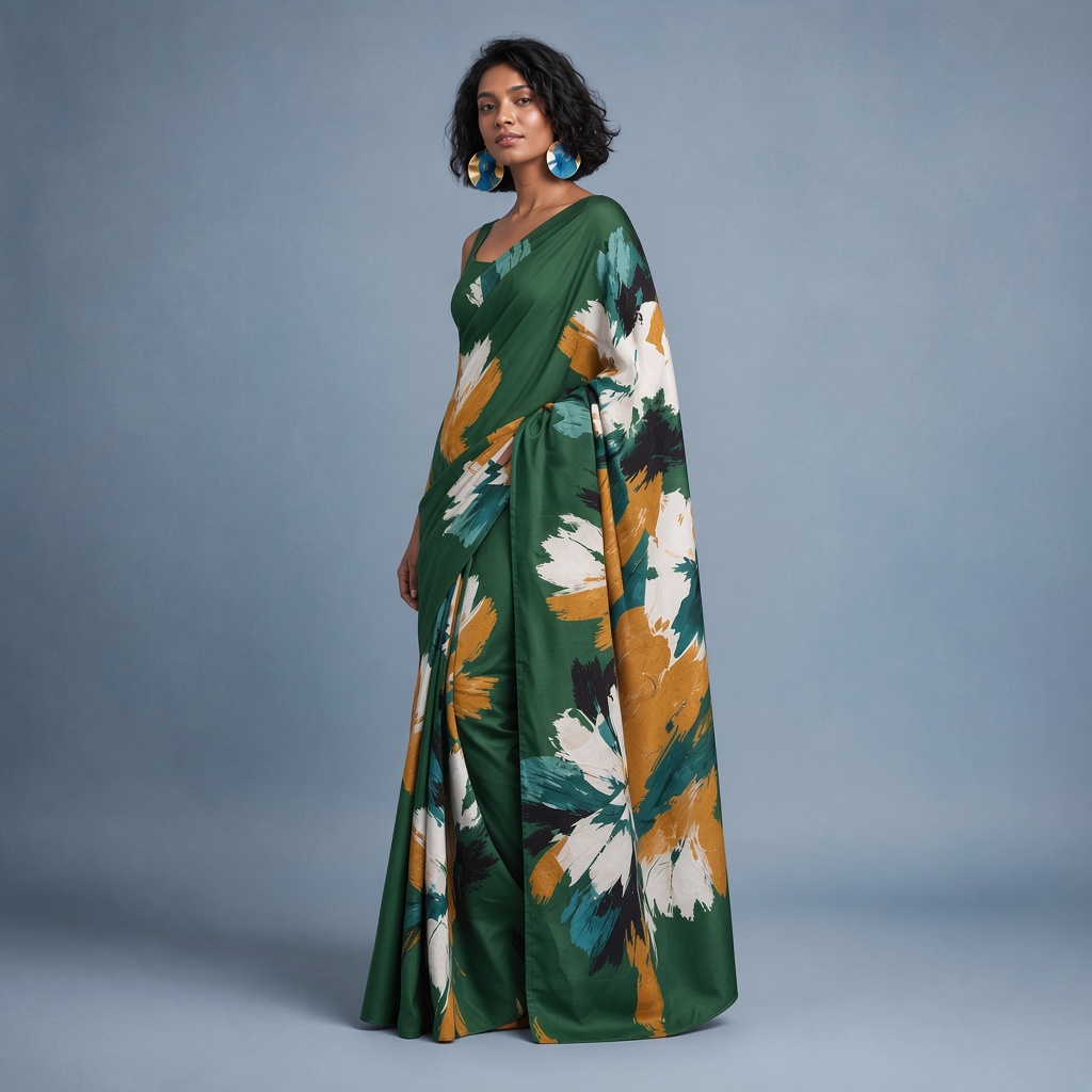 Cobalt Art Print Saree