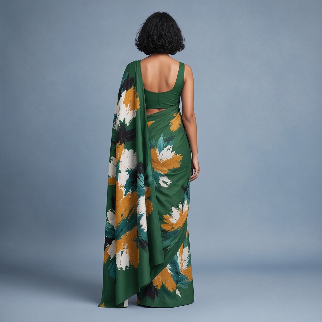 Cobalt Art Print Saree