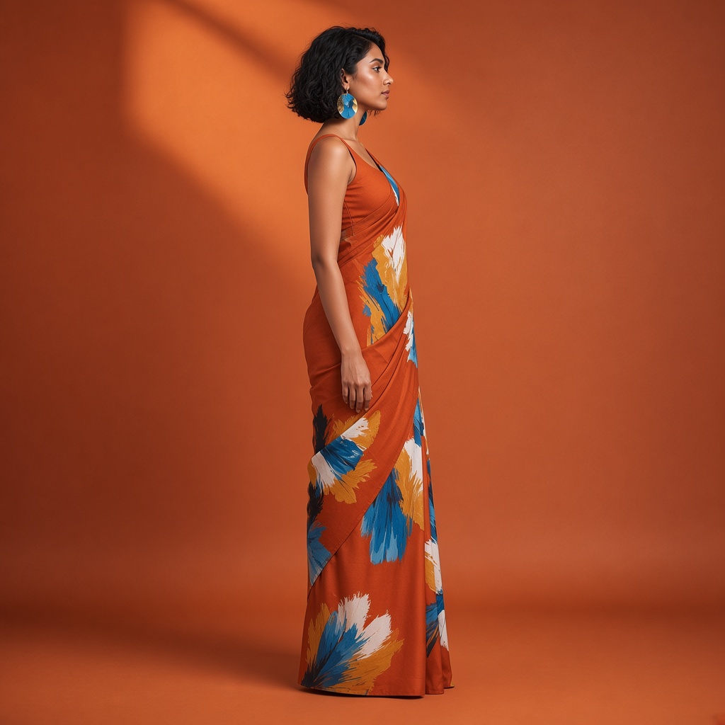 Cobalt Art Print Saree