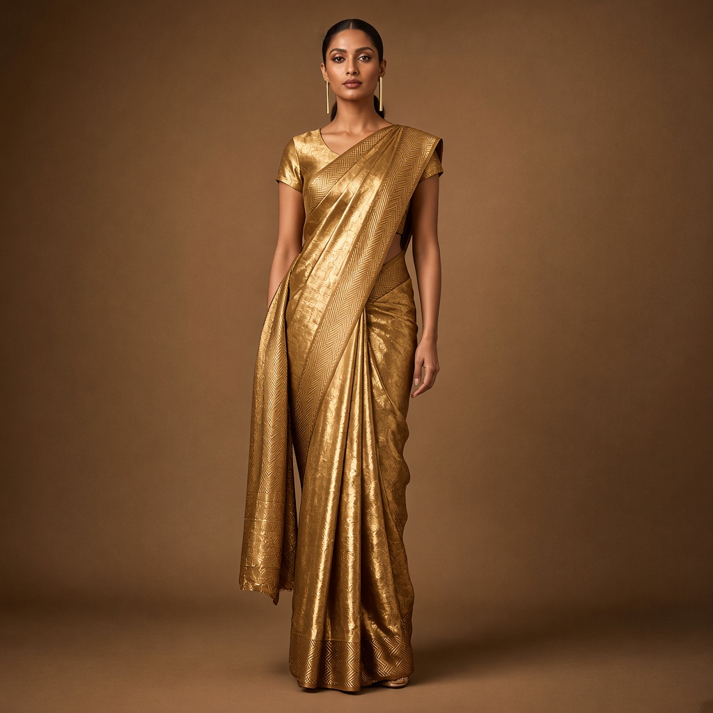 Copper Tissue Silk Saree