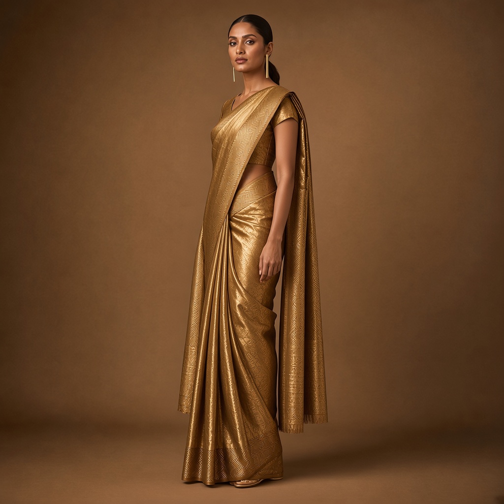 Copper Tissue Silk Saree