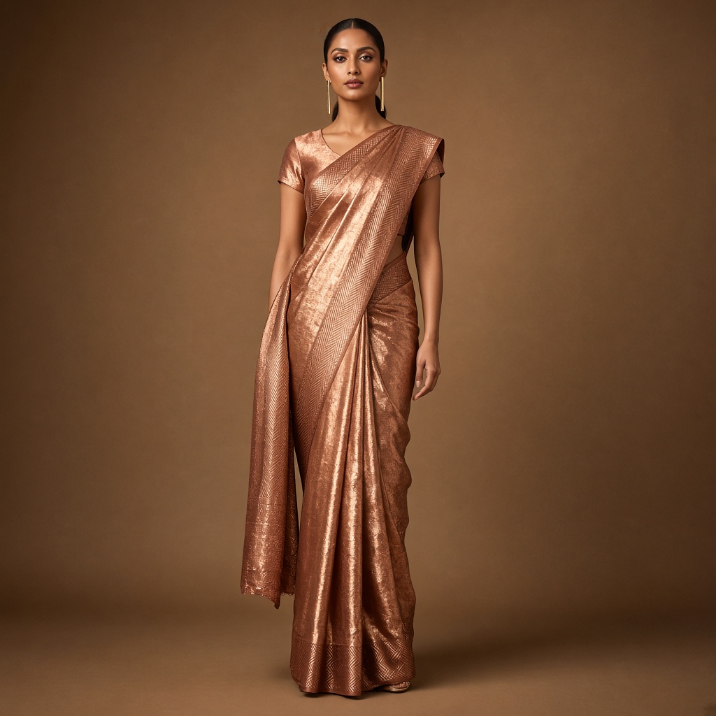 Copper Tissue Silk Saree