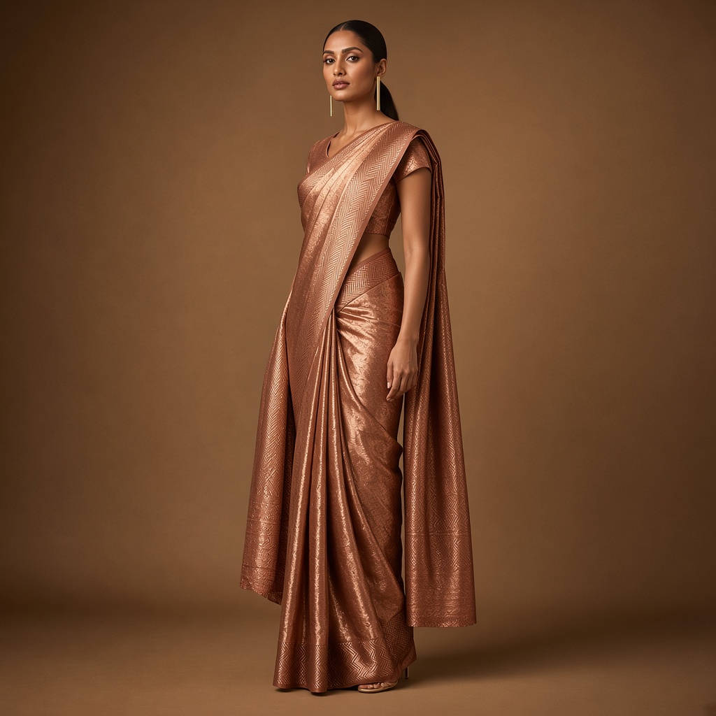 Copper Tissue Silk Saree