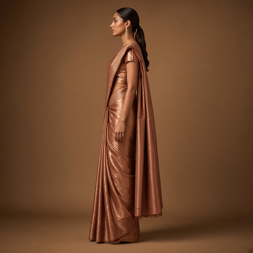 Copper Tissue Silk Saree