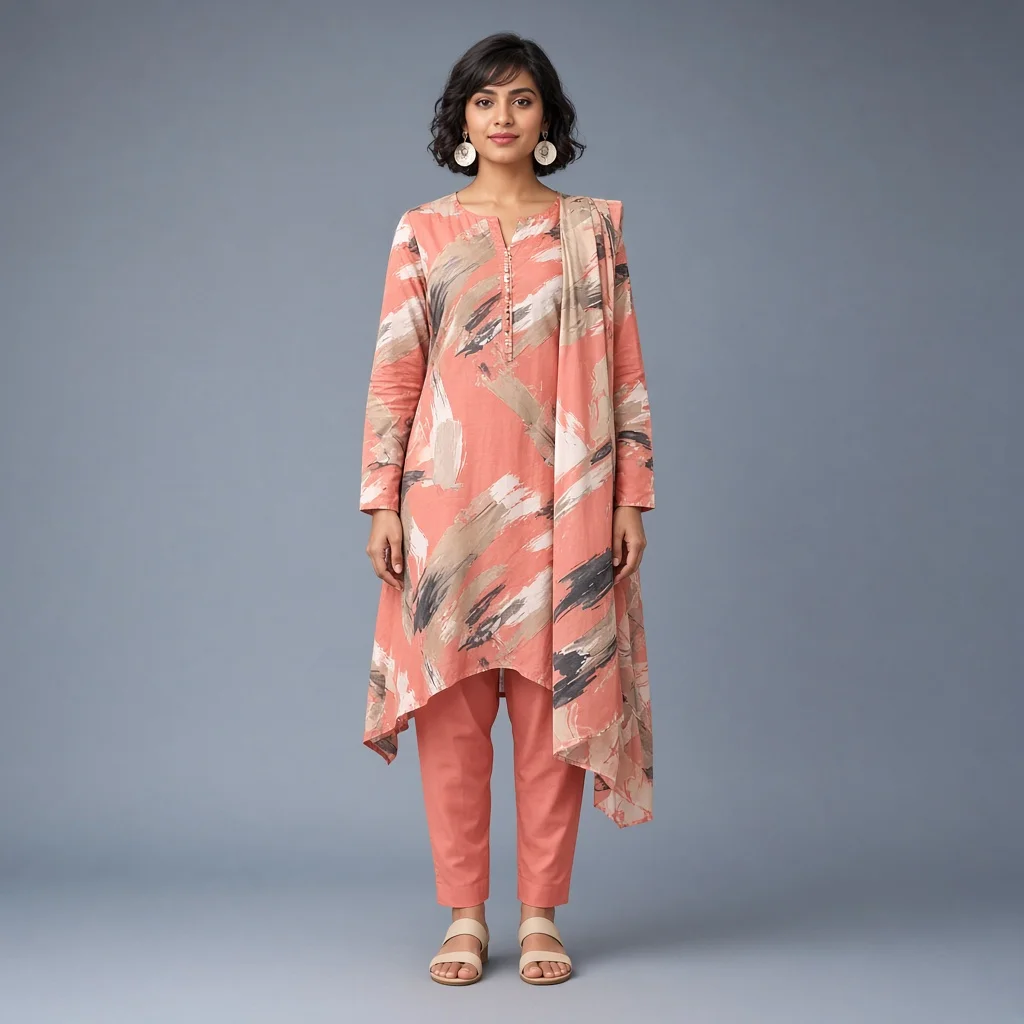 Coral Brushstroke Suit