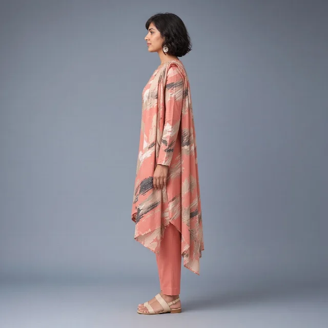 Coral Brushstroke Suit