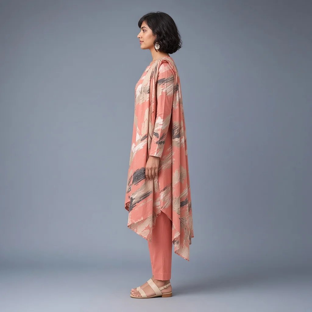 Coral Brushstroke Suit