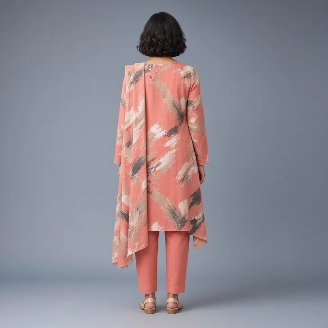 Coral Brushstroke Suit
