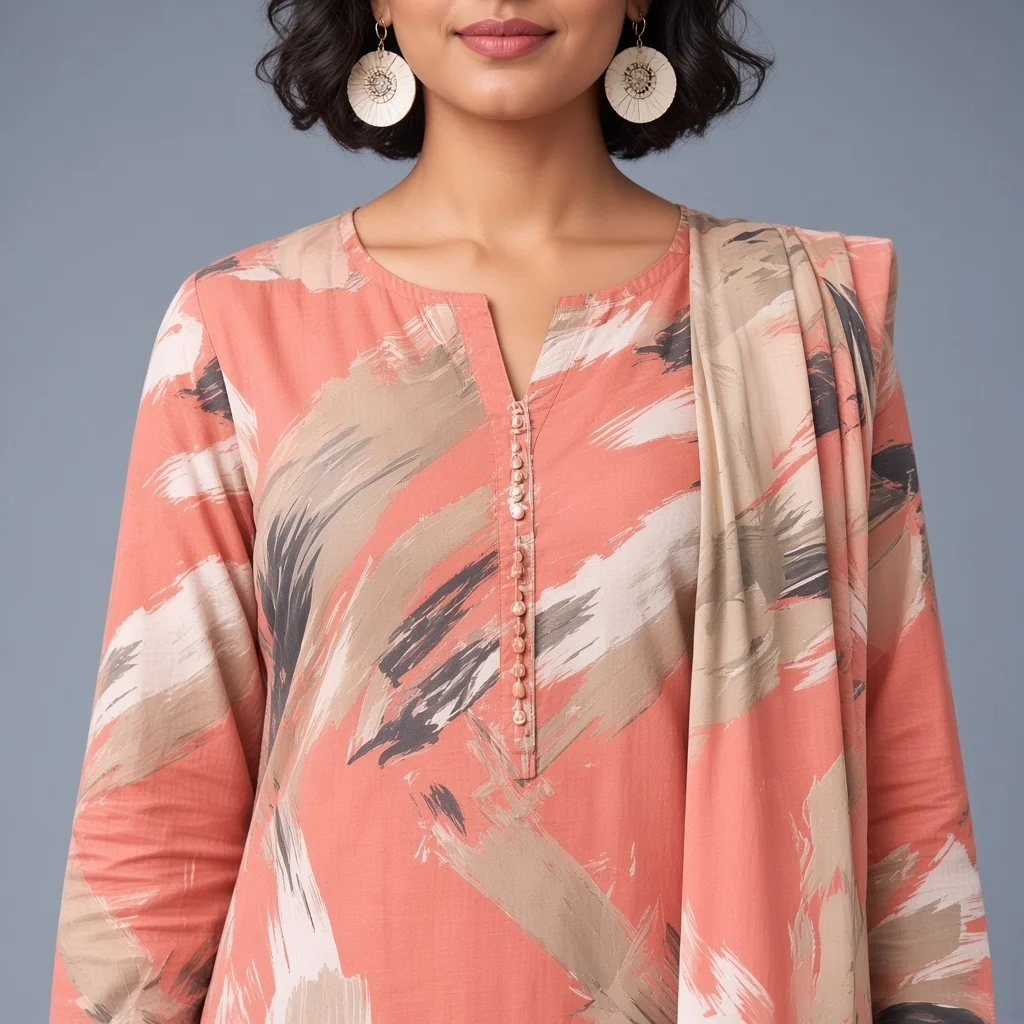 Coral Brushstroke Suit
