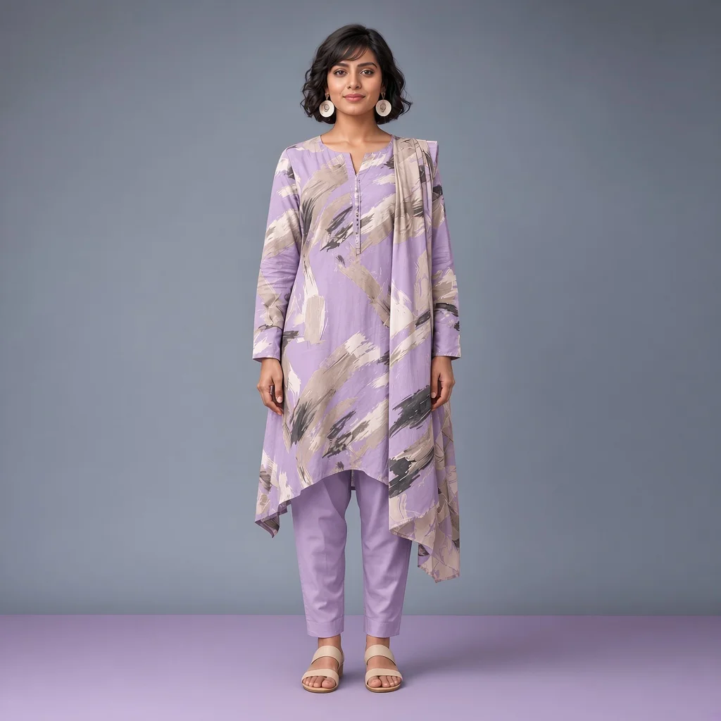 Coral Brushstroke Suit