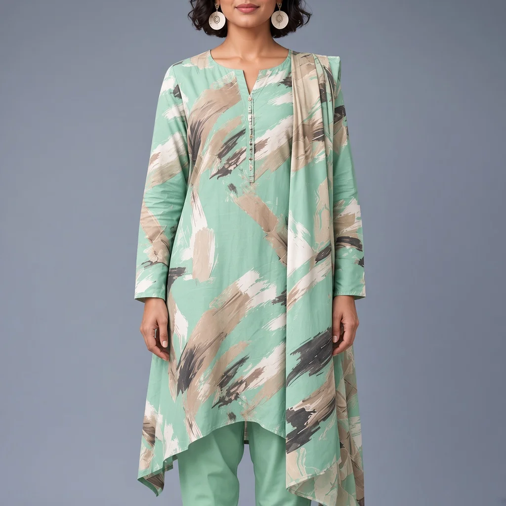 Coral Brushstroke Suit
