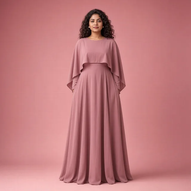 Dusty Rose Cape Gown