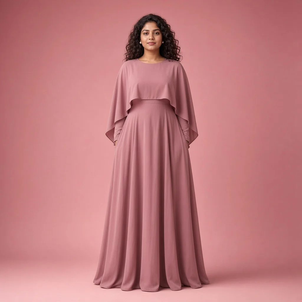 Dusty Rose Cape Gown