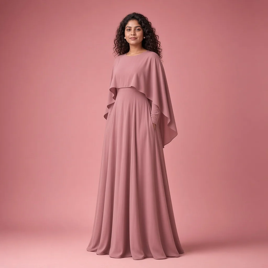 Dusty Rose Cape Gown