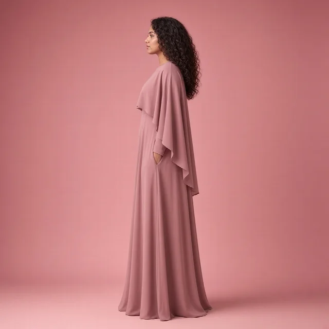 Dusty Rose Cape Gown