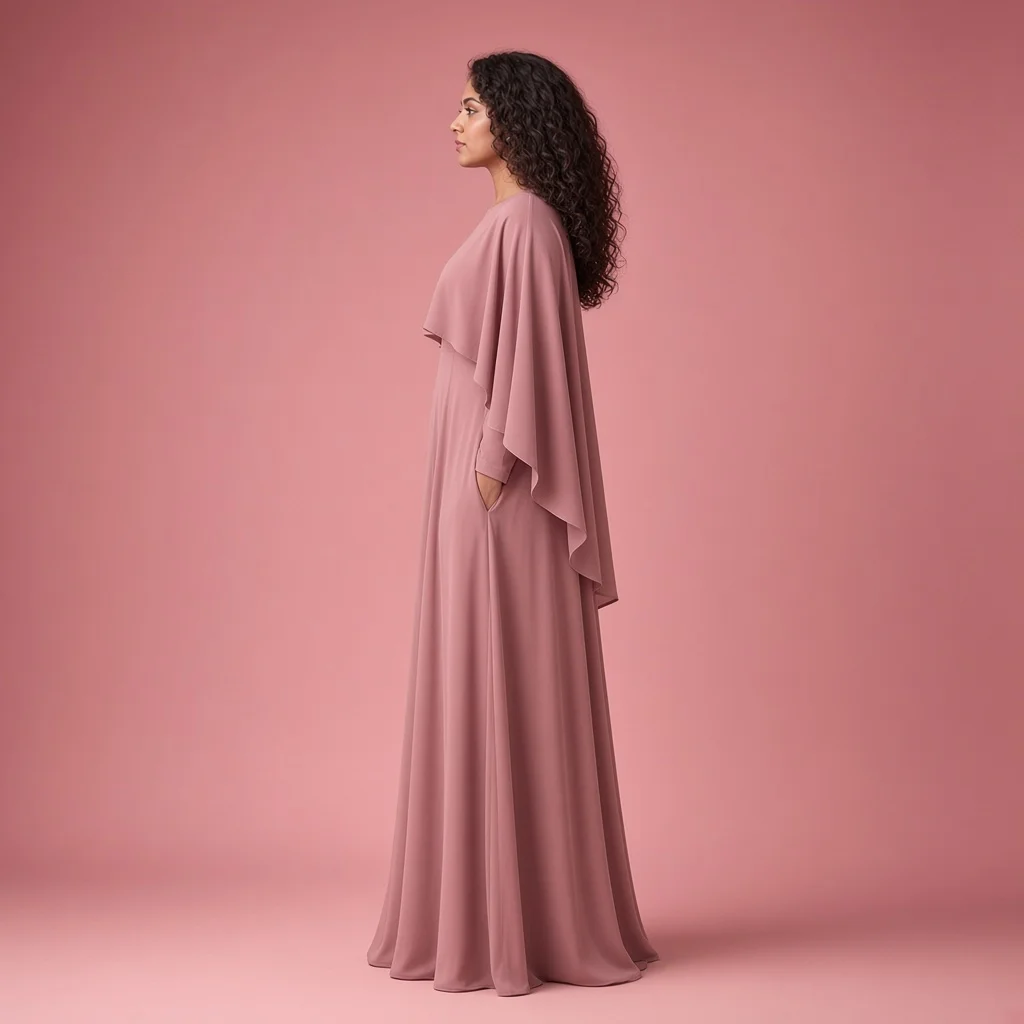 Dusty Rose Cape Gown