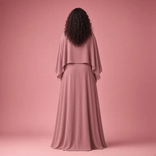 Dusty Rose Cape Gown