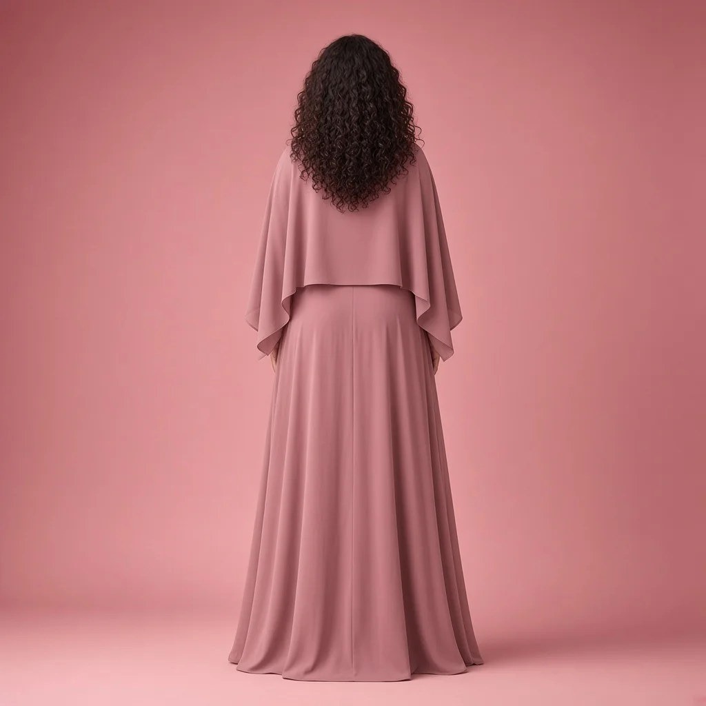 Dusty Rose Cape Gown