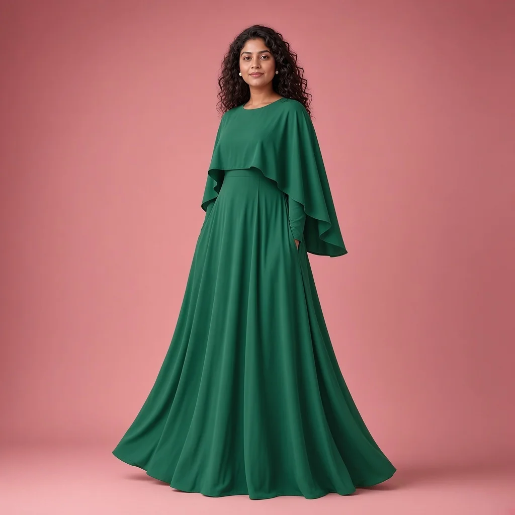 Dusty Rose Cape Gown