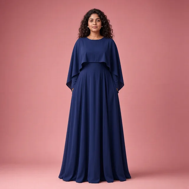 Dusty Rose Cape Gown thumbnail