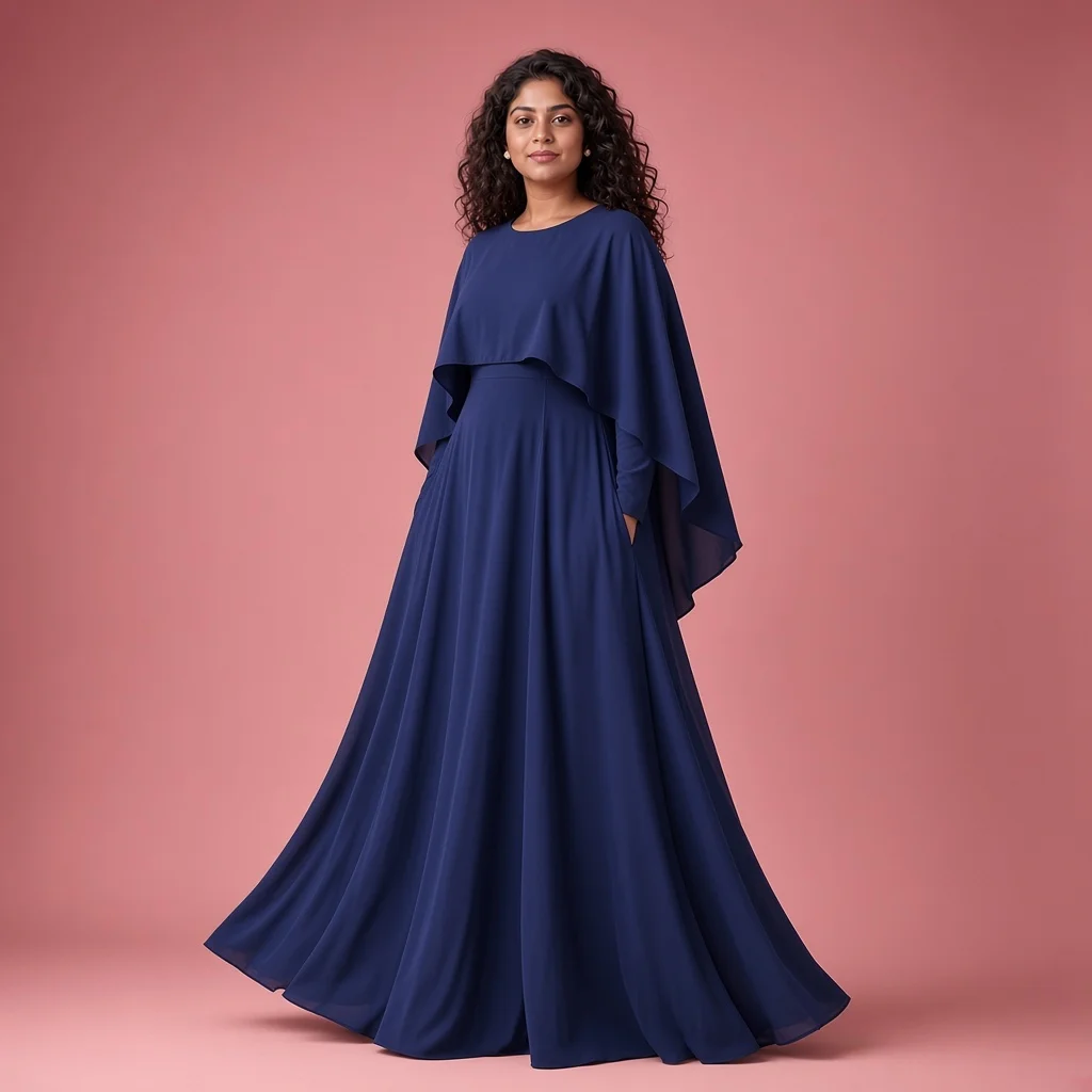 Dusty Rose Cape Gown