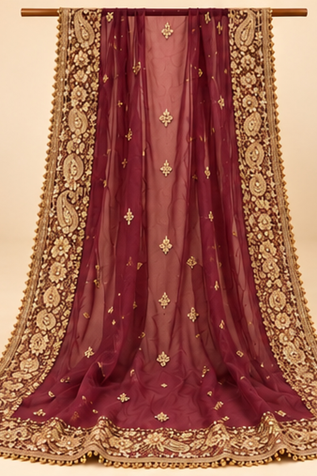 Royal Zari Embroidered Chiffon Dupatta