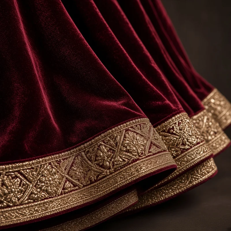 Emerald Court Velvet-Look Lehenga