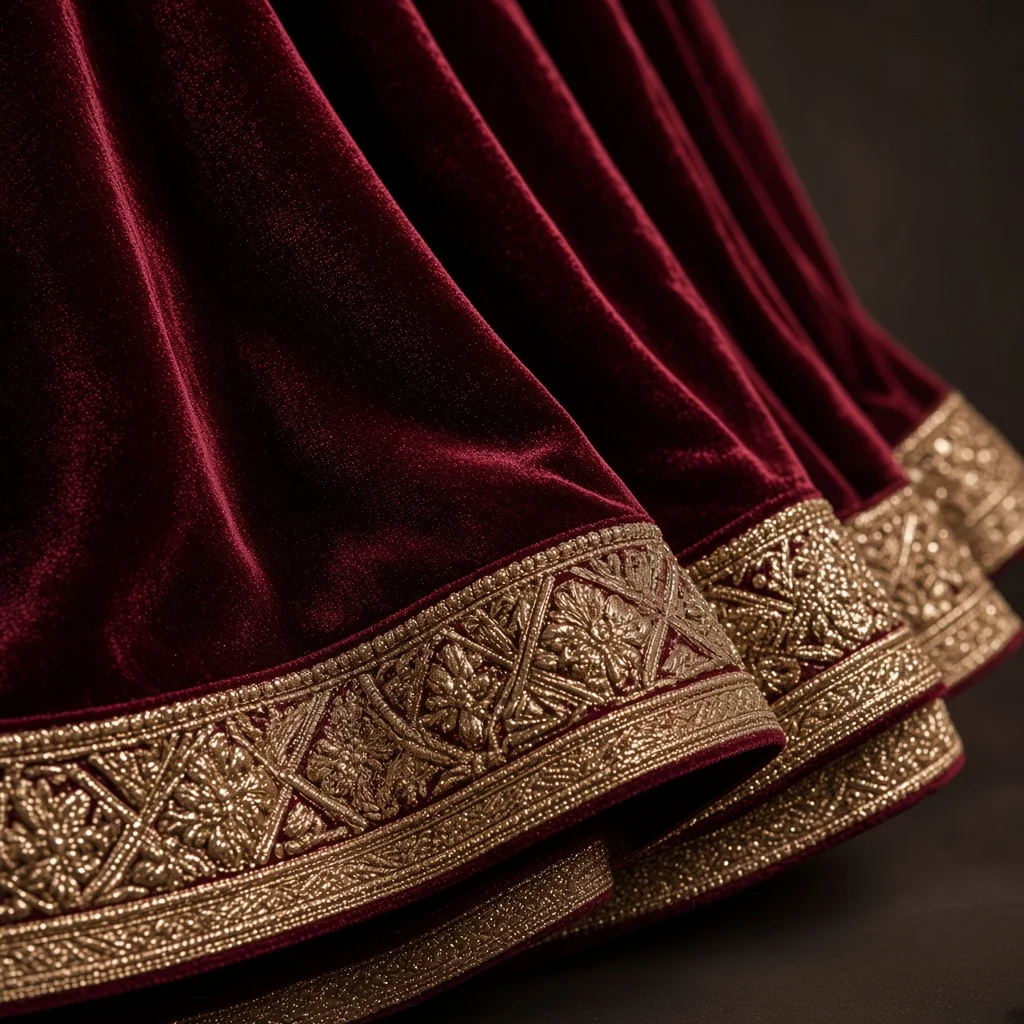 Emerald Court Velvet-Look Lehenga