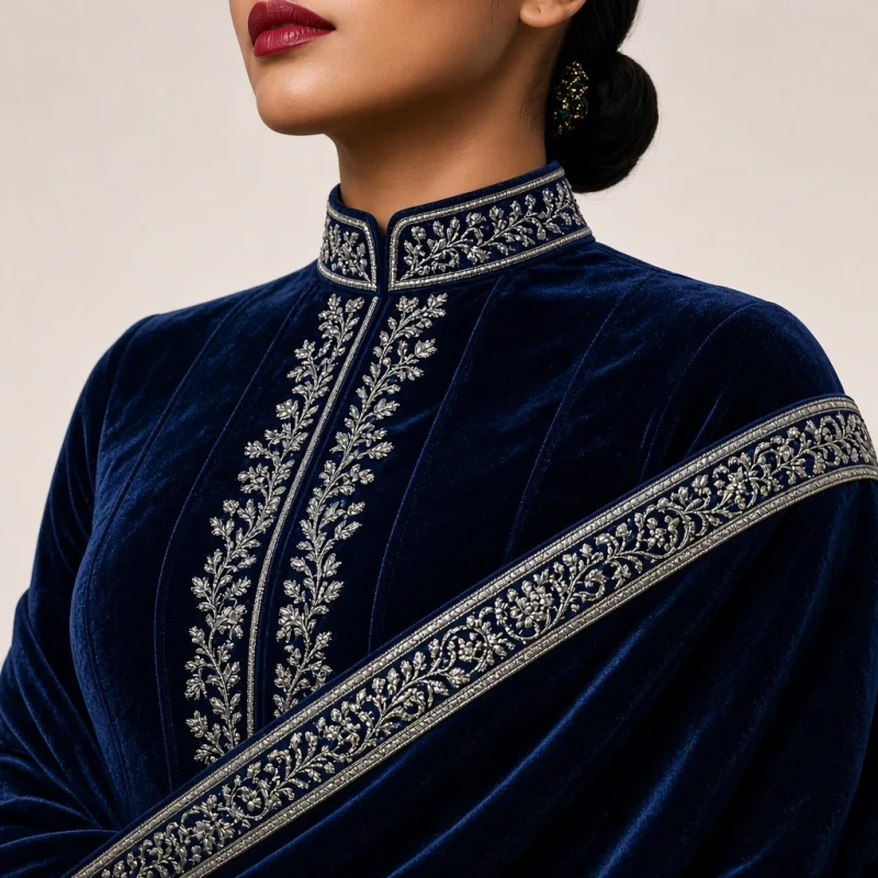 Emerald Court Velvet-Look Lehenga thumbnail