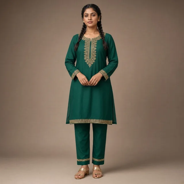 Emerald Embroidered Festive Co-ord Set