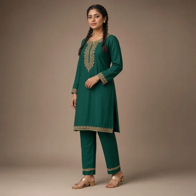 Emerald Embroidered Festive Co-ord Set