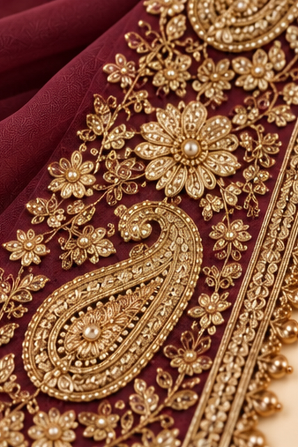 Royal Zari Embroidered Chiffon Dupatta