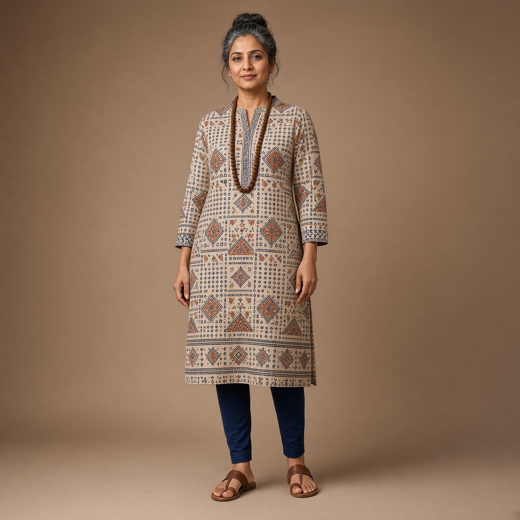Indigo Ajrakh Print Kurti