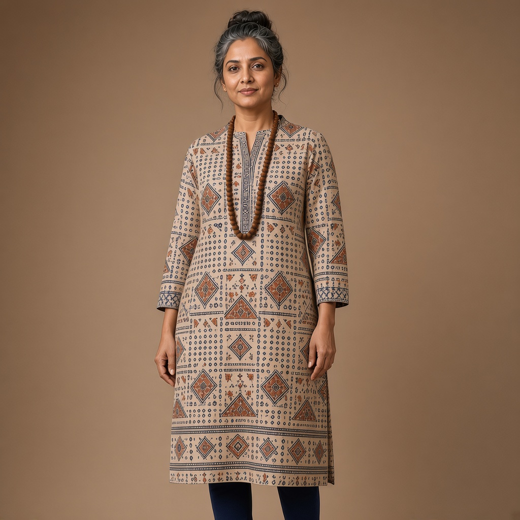 Indigo Ajrakh Print Kurti