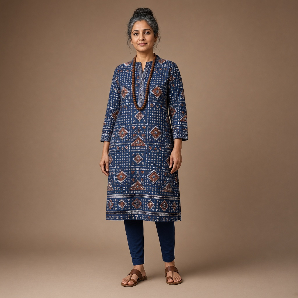 Indigo Ajrakh Print Kurti