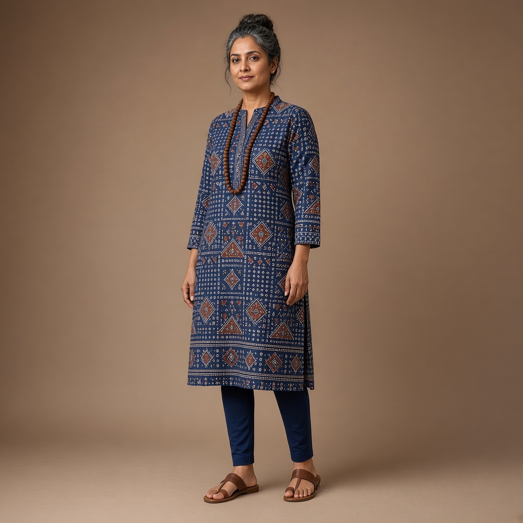 Indigo Ajrakh Print Kurti