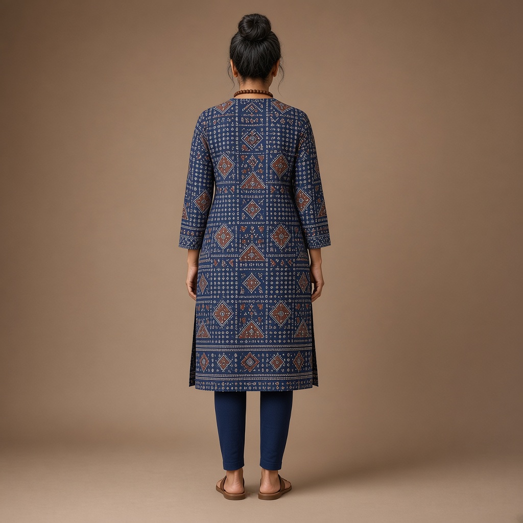 Indigo Ajrakh Print Kurti