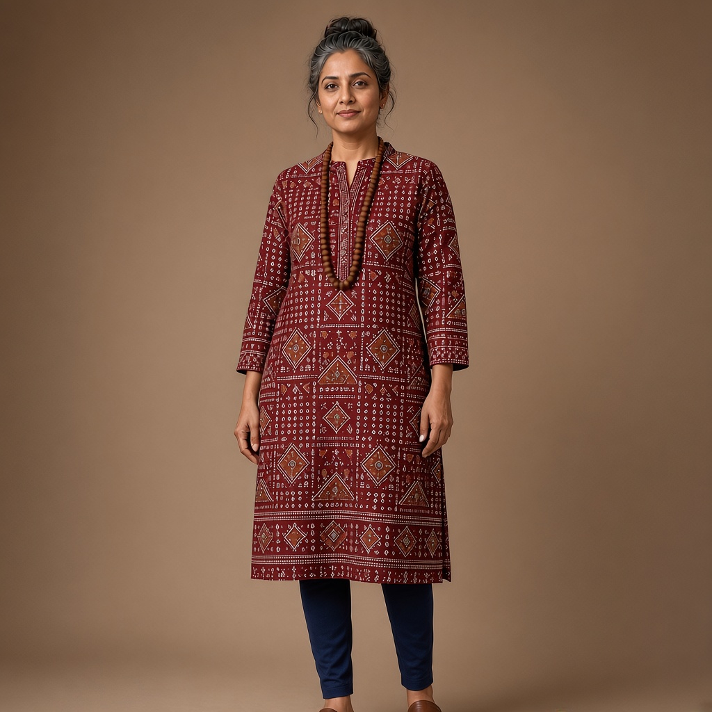 Indigo Ajrakh Print Kurti