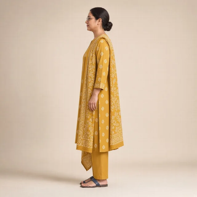 Indigo Block-Print Cotton Suit Set thumbnail