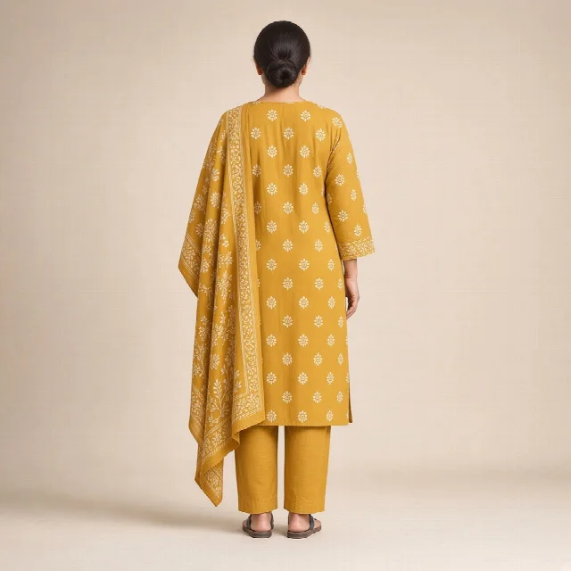 Indigo Block-Print Cotton Suit Set thumbnail