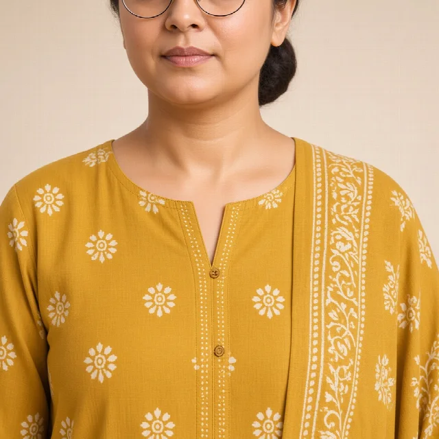 Indigo Block-Print Cotton Suit Set thumbnail