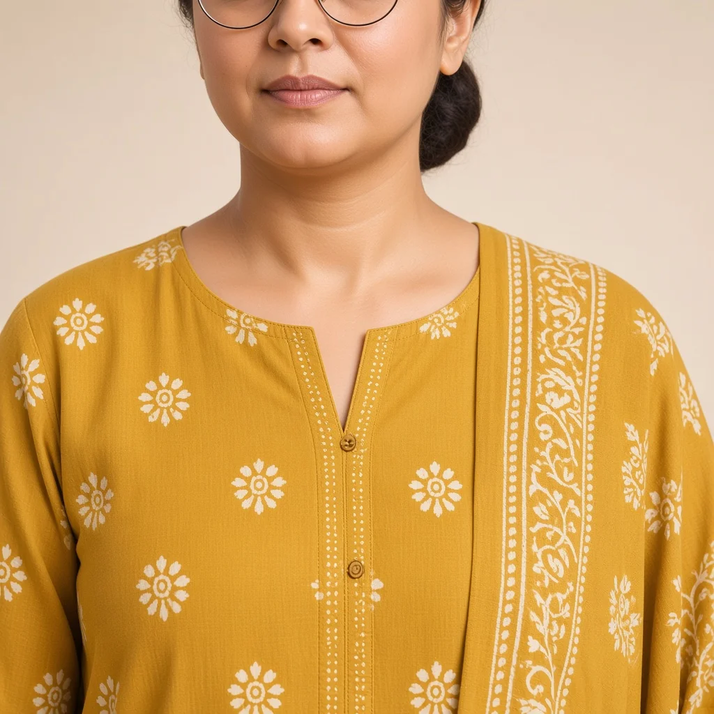 Indigo Block-Print Cotton Suit Set
