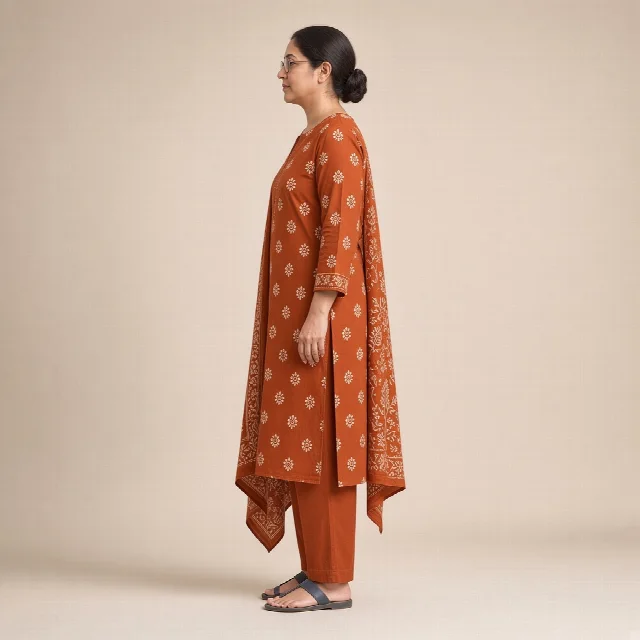 Indigo Block-Print Cotton Suit Set thumbnail